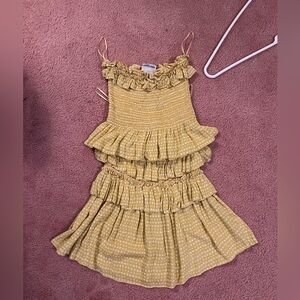 Yellow two piece skirt set